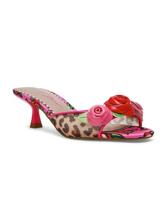 Betsey Johnson Shoes - Betsey Johnson Lambert Rose Embellished Kitten Heel Dress Sandals 9.5 M